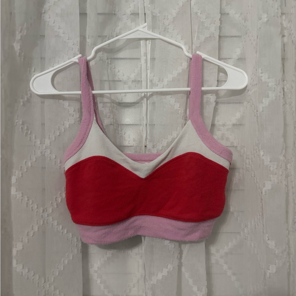 Z Supply Colorblock Women's Bralette - Red Pink & White